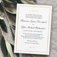Classic Simple Elegance Gold Border Wedding