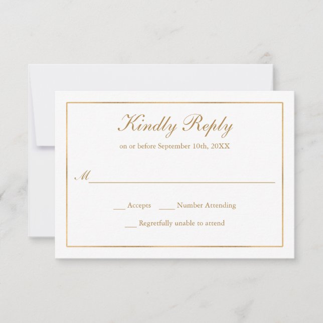Classic Simple Elegance Gold RSVP (Front)