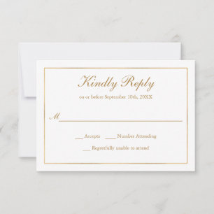 Classic Simple Elegance Gold RSVP Card