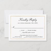 Classic Simple Elegance Gold RSVP with Menu Choice