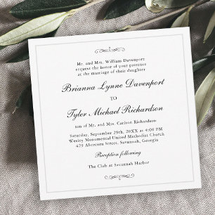 Classic Simple Elegance Square Wedding Invitation