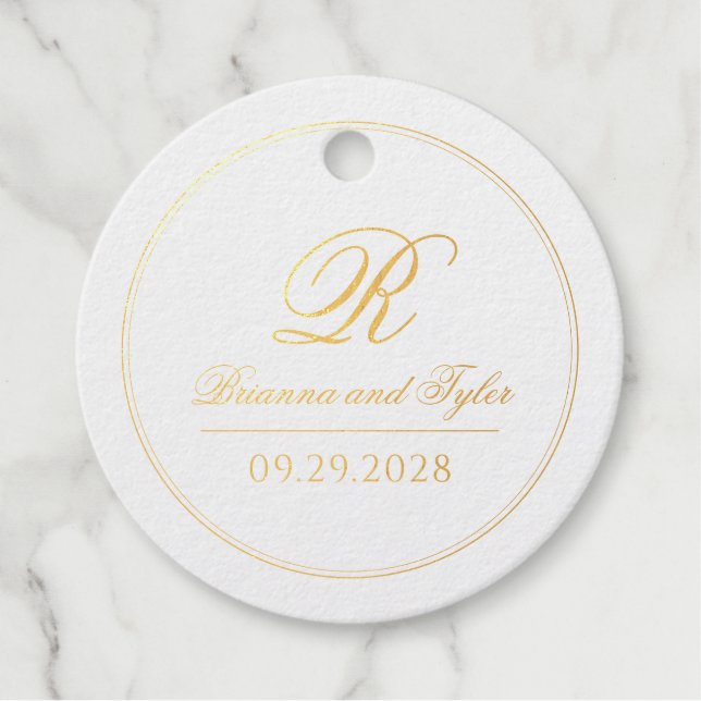 Classic Simple Elegance Wedding Foil Favour Tag (Front)