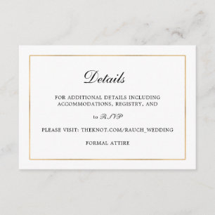 Classic Simple Elegance Wedding Info - Details Enclosure Card