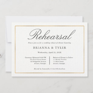 Classic Simple Elegance Wedding Rehearsal Dinner Invitation