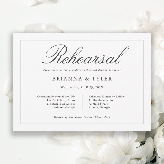 Classic Simple Elegance Wedding Rehearsal Dinner Invitation (Available in both printed and instant download digital formats.)