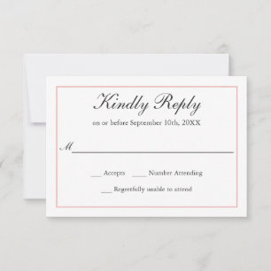 Classic Simple Elegance Wedding RSVP Blush Border Card