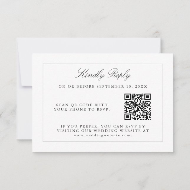 Classic Simple Elegance Wedding RSVP with QR Code (Front)