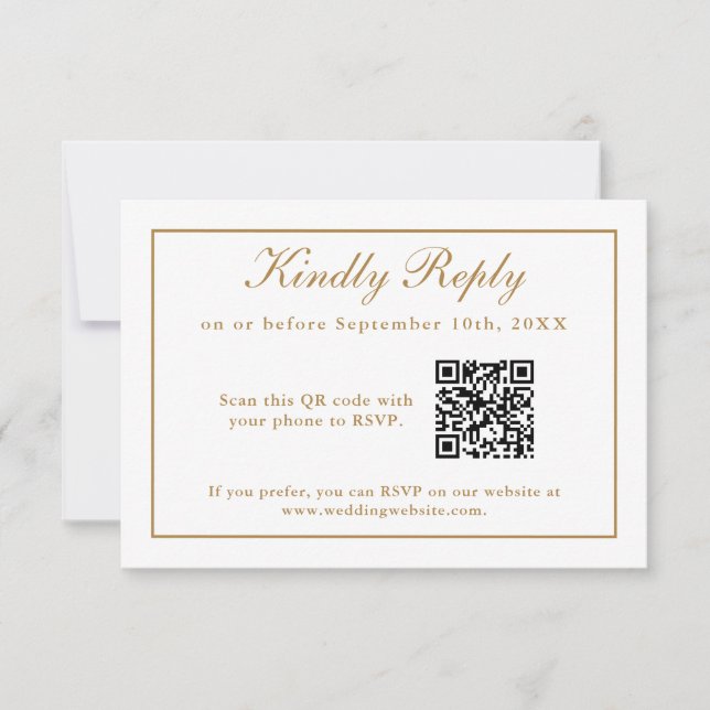 Classic Simple Elegance Wedding RSVP with QR Code (Front)