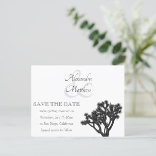 Classic Simple Elegant B&W Joshua tree Silhouette Announcement Postcard