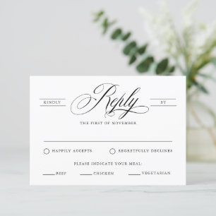 Classic Simple Elegant Calligraphy Wedding RSVP Card
