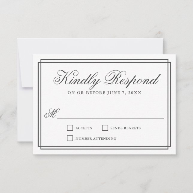 Classic Simple Elegant Frame Wedding RSVP (Front)