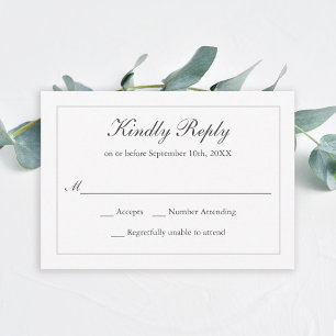 Classic Simple Elegant Wedding RSVP Card