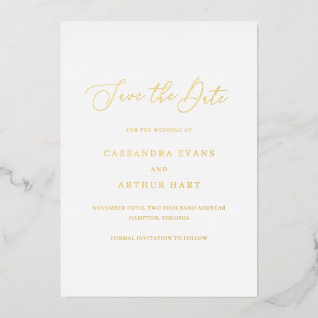 Classic Simple Elegant Wedding Save The Date (Front)