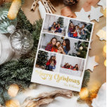 Classic Simple Five Photo Merry Christmas Gold Foil Holiday Postcard<br><div class="desc">Celebrate the season with this unique, classic simple five photo Merry Christmas gold foil holiday postcard featuring a touch of vintage charm. The minimalist design showcases an elegant gold colour palette, evoking the cosy spirit of winter. Its modern appeal, paired with the traditional wording, creates a perfect balance between luxury...</div>