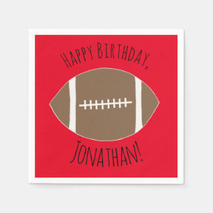 Classic Simple Football Happy Birthday Napkin
