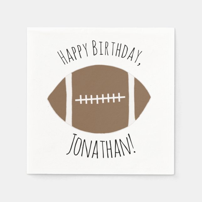 Classic Simple Football Happy Birthday Napkin (Front)