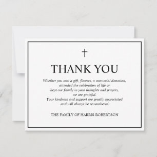 Classic Simple Funeral Flat Thank You Card