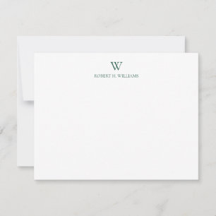 Classic Simple Green Monogram Card