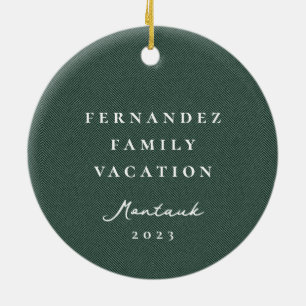 Classic simple green tweed personalised photo ceramic ornament