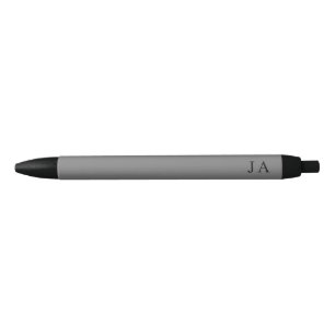Classic Simple Grey Monogram Stationery Black Ink Pen