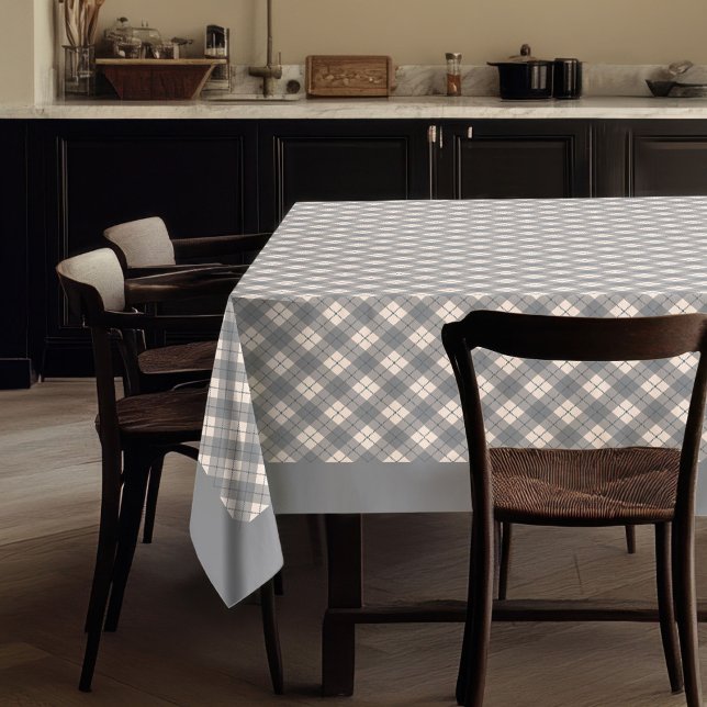 Classic Simple Grey Plaid Chequered Tartan Tablecloth (Classic Simple Grey Plaid Checkered Tartan Tablecloth)