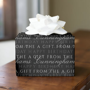 Classic Simple Happy Birthday Family Name Wrapping Paper