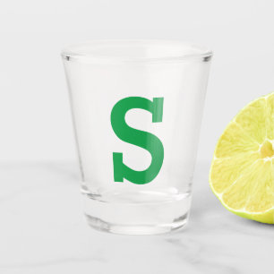 Classic Simple Initial Letter Green Shot Glass