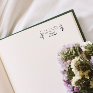 Classic Simple Leaves The Library Of Custom Name Rubber Stamp