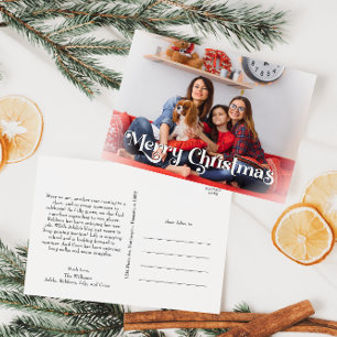 Classic Simple Merry Christmas Full Photo Holiday Postcard