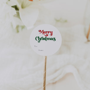 Classic Simple Merry Christmas Gift Round Sticker