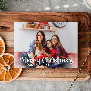 Classic Simple Merry Christmas One Photo Holiday Card
