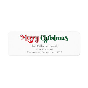 Classic Simple Merry Christmas Return Address Label