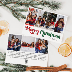 Classic Simple Merry Christmas Seven Photo Holiday Card