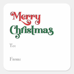 Classic Simple Merry Christmas To From Square Sticker