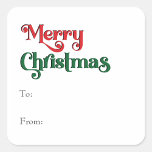 Classic Simple Merry Christmas To From Square Sticker<br><div class="desc">Celebrate the season with this unique, classic simple Merry Christmas to from square sticker featuring a touch of vintage charm. The minimalist design showcases an elegant red and green colour palette, evoking the cosy spirit of winter. Its modern and fun appeal, paired with the traditional wording, creates a perfect balance...</div>