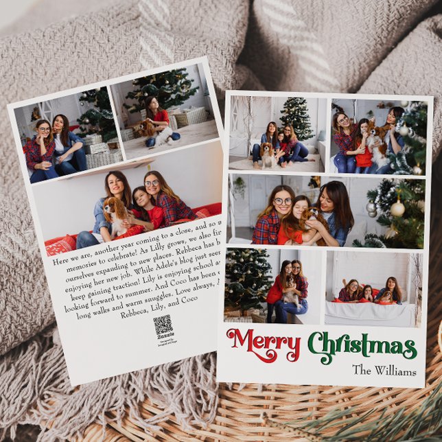 Classic Simple Merry Christmas Vertical 8 Photo Holiday Card (Creator Uploaded)