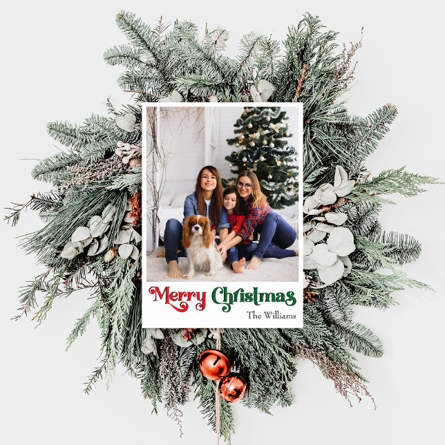 Classic Simple Merry Christmas Vertical Photo Holiday Card (Creator Uploaded)
