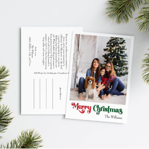 Classic Simple Merry Christmas Vertical Photo  Holiday Postcard