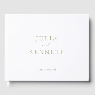 Classic Simple Minimalist Gold and White Wedding Guest Book