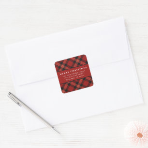 Classic Simple Minimalist Red Merry Christmas  Square Sticker