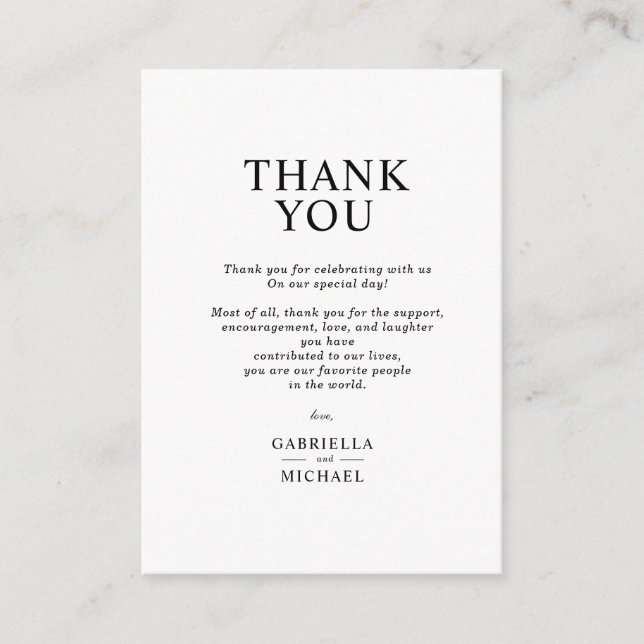 Classic Simple Minimalist Thank you Enclosure Card (Front)