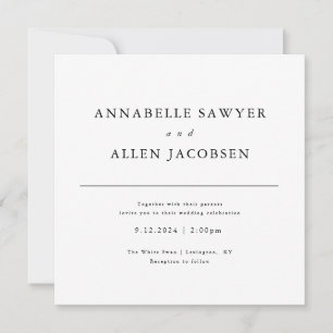Classic Simple Minimalist Wedding Invitation