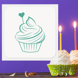 Classic Simple Modern Birthday Cupcake  Square Sticker