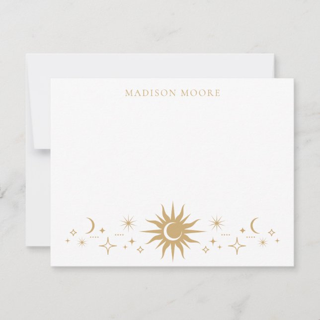 Classic Simple Modern Gold Moon Stars Card (Front)