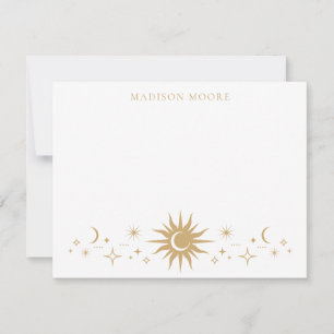 Classic Simple Modern Gold Moon Stars Card