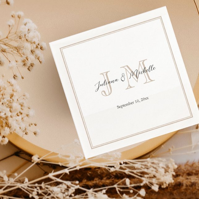 Classic Simple Modern Initials Monogram Minimailst Napkin (Creator Uploaded)
