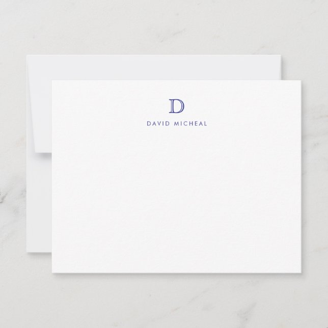 Classic Simple Modern Monogram Initial Note Card (Front)