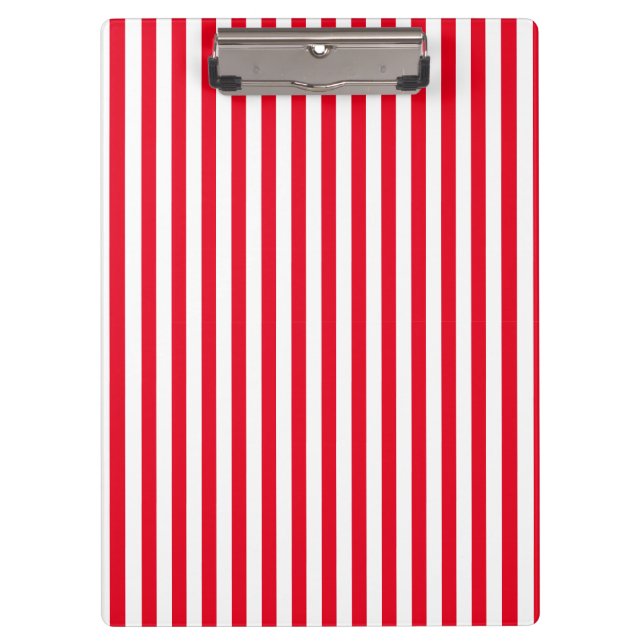 Classic Simple Modern Red and White Striped  Clipboard (Front)