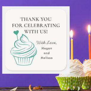 Classic Simple Modern Thank You Birthday  Square Sticker