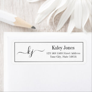 Classic Simple Monogram Black White Address Label Return Address Label